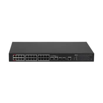 Коммутатор DAHUA DH-PFS4226-24GT2GF-240, управляемый, кол-во портов: 24x1 Гбит/с, кол-во SFP/uplink: SFP 2x1 Гбит/с, установка в стойку, PoE: 24x90Вт (макс. 240Вт) (DH-PFS4226-24GT2GF-240)