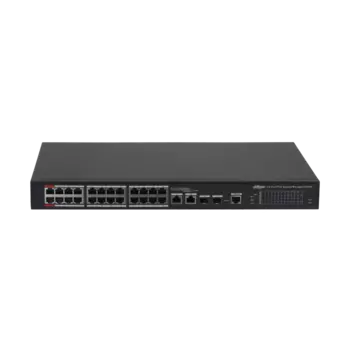 Коммутатор DAHUA DH-PFS4226-24GT2GF-360, управляемый, кол-во портов: 24x1 Гбит/с, кол-во SFP/uplink: SFP 2x1 Гбит/с, установка в стойку, PoE: 24x90Вт (макс. 360Вт) (DH-PFS4226-24GT2GF-360)