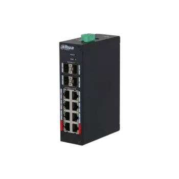 Коммутатор DAHUA HS4412-8ET-120, управляемый, кол-во портов: 8x100 Мбит/с, кол-во SFP/uplink: SFP 4x1 Гбит/с, на DIN-рейку, PoE:8x90 Вт (макс. 120 Вт) (DH-HS4412-8ET-120)