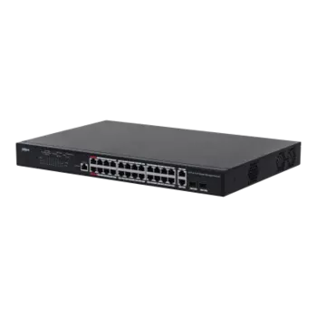 Коммутатор Dahua PFS4226-24GT-370, управляемый, кол-во портов: 24x1 Гбит/с, кол-во SFP/uplink: combo RJ-45/SFP 2x1 Гбит/с, установка в стойку, PoE: 24x90 Вт (макс. 370 Вт) (DH-PFS4226-24GT-370)