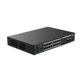 Коммутатор Dahua SF1018LP, кол-во портов: 16x100 Мбит/с, кол-во SFP/uplink: RJ-45 2x1 Гбит/с, установка в стойку, PoE: 16x15 Вт (макс. 135 Вт) (DH-SF1018LP)