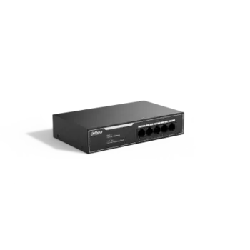 Коммутатор Dahua SG1005LP, кол-во портов: 4x1 Гбит/с, кол-во SFP/uplink: RJ-45 1x1 Гбит/с, PoE: 4x30 Вт (макс. 36 Вт) (DH-SG1005LP)