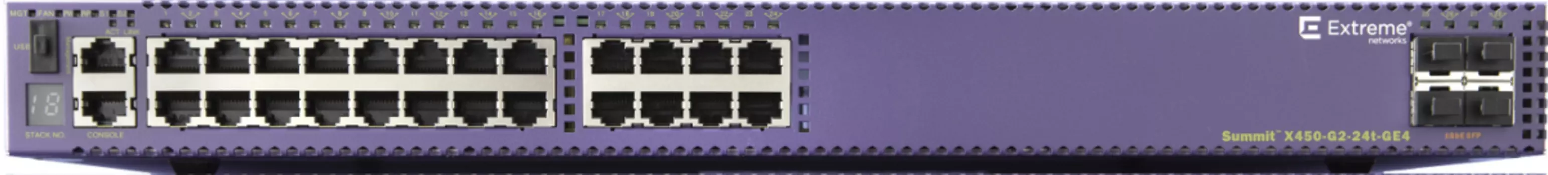 Коммутатор Extreme Networks Summit X450-G2-24t-GE4, управляемый, кол-во портов: 24x1 Гбит/с, кол-во SFP/uplink: SFP 4x1 Гбит/с, установка в стойку (16172)