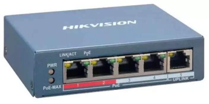 Коммутатор Hikvision DS-3E1105P-EI/M, управляемый, кол-во портов: 5x100 Мбит/с, PoE: 4x30 Вт (макс. 60 Вт) (DS-3E1105P-EI/M)