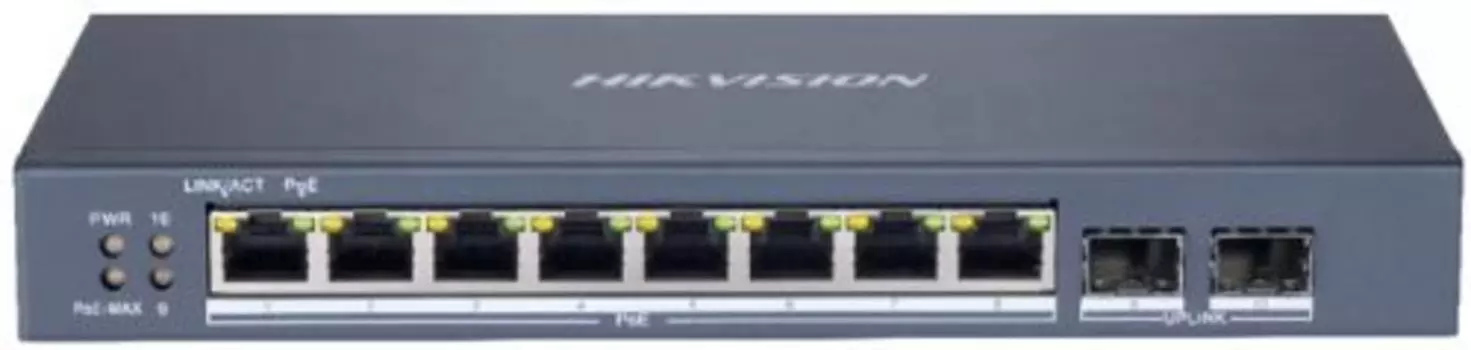 Коммутатор Hikvision DS-3E1510P-EI, управляемый, кол-во портов: 8x1 Гбит/с, SFP 2x1 Гбит/с, PoE: 8x30Вт (макс. 110Вт) (DS-3E1510P-EI)