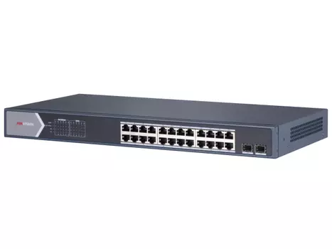 Коммутатор Hikvision DS-3E1526P-E, управляемый, кол-во портов: 24x1 Гбит/с, SFP 2x1 Гбит/с, установка в стойку, PoE: 24x30Вт (макс. 370Вт) (DS-3E1526P-E)
