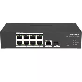Коммутатор Hikvision DS-3T1310P-SI/HS, управляемый, кол-во портов: 8x100 Мбит/с, кол-во SFP/uplink: combo RJ-45/SFP 2x1 Гбит/с, PoE: 8x30 Вт (макс. 110 Вт) (DS-3T1310P-SI/HS)