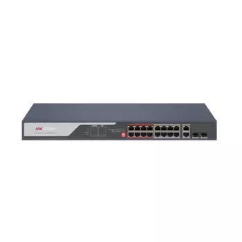 Коммутатор Hikvision Pro DS-3E0318P-E (С), кол-во портов: 16x100 Мбит/с, кол-во SFP/uplink: combo RJ-45/SFP 2x1 Гбит/с, установка в стойку, PoE: 16x30 Вт (макс. 225 Вт) (DS-3E0318P-E (С))