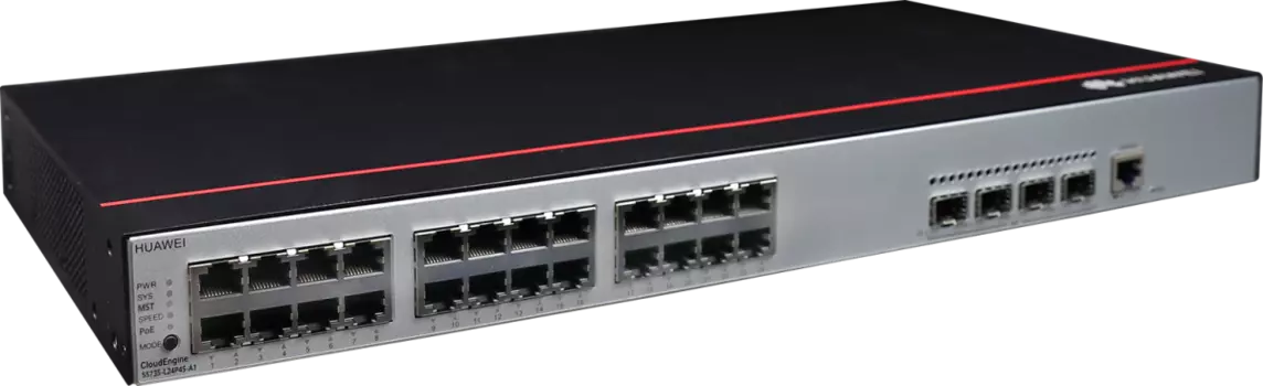 Коммутатор Huawei CloudEngine S5735-L24P4S-A1, управляемый, кол-во портов: 24x1 Гбит/с, кол-во SFP/uplink: SFP 4x1 Гбит/с, установка в стойку, PoE: 24x30Вт (макс. 380Вт) (98011321)