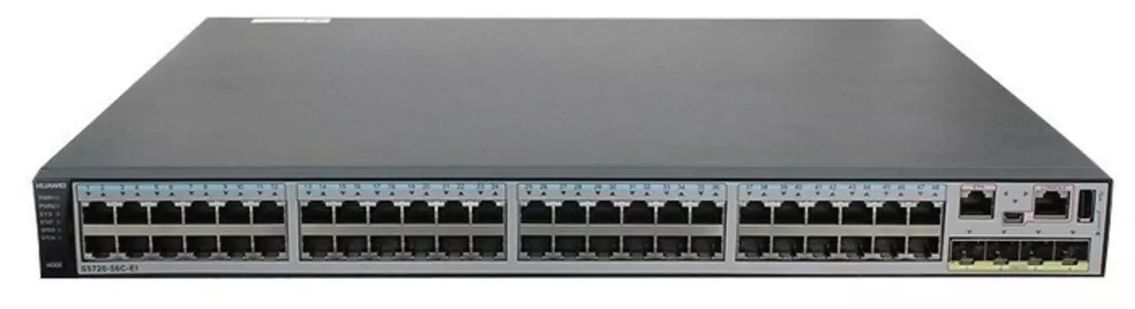 Коммутатор Huawei S5720-56C-EI-AC , управляемый, кол-во портов: 48x1 Гбит/с, SFP+ 4x10 Гбит/с, установка в стойку (02359504)