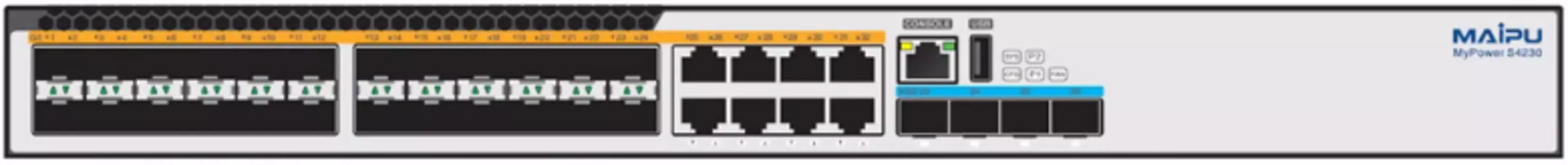 Коммутатор Maipu S4230-36GTXF-AC, управляемый, кол-во портов: 8x1 Гбит/с SFP 24x1, кол-во SFP/uplink: SFP+ 4x10 Гбит/с, установка в стойку (S4230-36GTXF-AC)