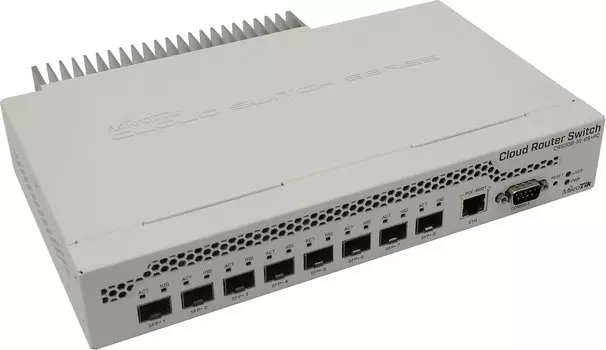 Коммутатор MikroTik Cloud Router Switch 309-1G-8S+IN, управляемый, кол-во портов: 1x1 Гбит/с, SFP+ 8x10 Гбит/с, установка в стойку (CRS309-1G-8S+IN)