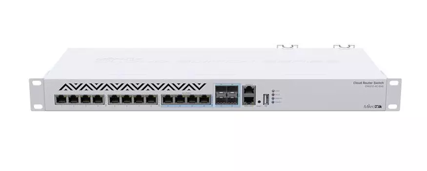Коммутатор MikroTik Cloud Router Switch 312-4C+8XG-RM, управляемый, кол-во портов: 8x10 Гбит/с, кол-во SFP/uplink: combo RJ-45/SFP+ 4x10 Гбит/с, установка в стойку (CRS312-4C+8XG-RM)