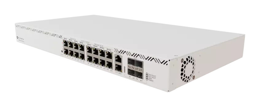 Коммутатор MikroTik Cloud Router Switch CRS320-8P-8B-4S+RM, управляемый, кол-во портов: 17x1 Гбит/с, кол-во SFP/uplink: SFP+ 4x10 Гбит/с, установка в стойку, PoE: 16x90 Вт (макс. 600 Вт) (CRS320-8P-8B-4S+RM)