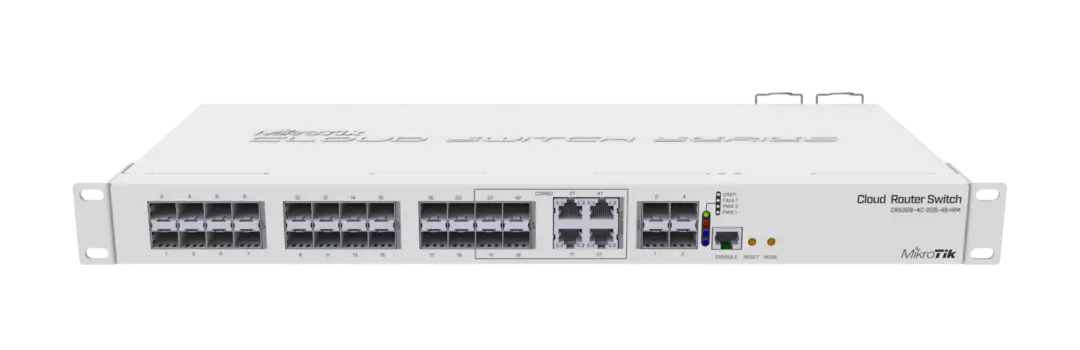 Коммутатор MikroTik Cloud Router Switch, управляемый, кол-во портов: 4x1 Гбит/с, SFP 24x1 Гбит/с, кол-во SFP/uplink: SFP+ 4x10 Гбит/с, установка в стойку (CRS328-4C-20S-4S+RM)