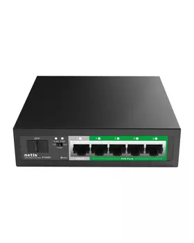 Коммутатор Netis P106GC, кол-во портов: 4x1 Гбит/с, SFP 1x1, кол-во SFP/uplink: RJ-45 1x1 Гбит/с, PoE: 4x15.4 Вт (макс. 58 Вт)