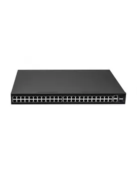 Коммутатор NST NS-SW-48F2G-P, кол-во портов: 48x100 Мбит/с, кол-во SFP/uplink: combo RJ-45/SFP 2x1 Гбит/с, установка в стойку, PoE: 48x30 Вт (макс. 700 Вт)