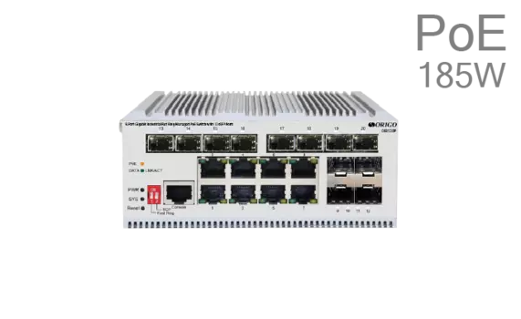Коммутатор ORIGO OI3120P/185W, управляемый, кол-во портов: 8x1 Гбит/с, SFP 12x1 Гбит/с, на DIN-рейку, PoE:8x30 Вт (макс. 185 Вт) (OI3120P/185W/A1A)