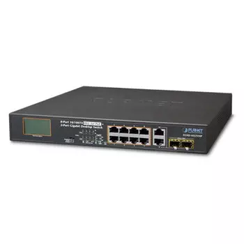 Коммутатор Planet FGSD-1022VHP, кол-во портов: 8x100 Мбит/с, кол-во SFP/uplink: combo RJ-45/SFP 2x1 Гбит/с, установка в стойку, PoE: 8x30Вт (макс. 120Вт) (FGSD-1022VHP)