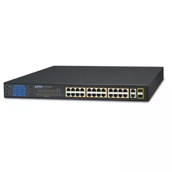 Коммутатор Planet FGSW-2622VHP, кол-во портов: 24x100 Мбит/с, combo RJ-45/SFP 2x1 Гбит/с, установка в стойку, PoE (макс. 300Вт) (FGSW-2622VHP)