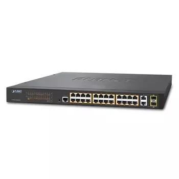 Коммутатор Planet FGSW-2624HPS, управляемый, кол-во портов: 24x100 Мбит/с, combo RJ-45/SFP 2x1 Гбит/с, установка в стойку, PoE (макс. 220Вт) (FGSW-2624HPS)