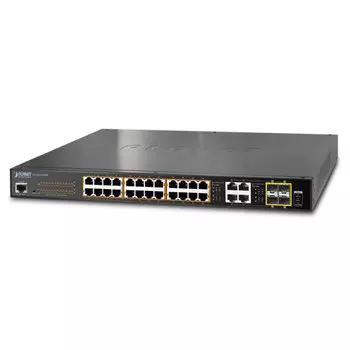 Коммутатор Planet GS-4210-24P4C, управляемый, кол-во портов: 24x1 Гбит/с, combo RJ-45/SFP 4x1 Гбит/с, установка в стойку, PoE (макс. 240Вт) (GS-4210-24P4C)