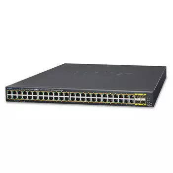Коммутатор Planet GS-4210-48P4S, управляемый, кол-во портов: 48x1 Гбит/с, SFP 4x1 Гбит/с, установка в стойку, PoE (макс. 440Вт) (GS-4210-48P4S)