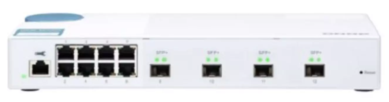 Коммутатор QNAP QSW-M408S, управляемый, кол-во портов: 8x1 Гбит/с, кол-во SFP/uplink: SFP+ 4x10 Гбит/с (QSW-M408S)