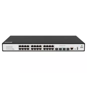 Коммутатор SNR S2989G-24TX-POE-2AC, управляемый, кол-во портов: 24x1 Гбит/с, кол-во SFP/uplink: SFP+ 4x10 Гбит/с, установка в стойку, PoE: 24x15 Вт (макс. 370 Вт) (SNR-S2989G-24TX-POE-2AC)