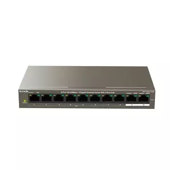 Коммутатор Tenda TEF1110P-8-102W, кол-во портов: 8x100, кол-во SFP/uplink: RJ-45 2x1 Гбит/с, PoE: 8x30 Вт (макс. 100 Вт) (TEF1110P-8-102W)