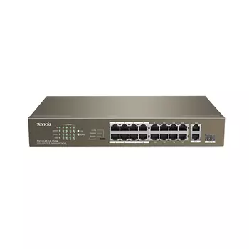 Коммутатор Tenda TEF1118P-16-150W, кол-во портов: 16x100, кол-во SFP/uplink: combo RJ-45/SFP 2x1 Гбит/с, установка в стойку, PoE: 16x30 Вт (макс. 130 Вт) (TEF1118P-16-150W)
