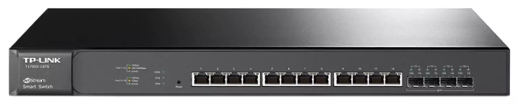 Коммутатор TP-LINK T1700X-16TS JetStream, 12x10Гб/с, 4x10Гб/с SFP+, Smart