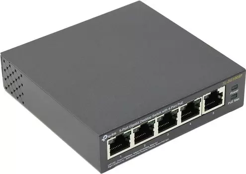 Коммутатор TP-Link TL-SG1005P, кол-во портов: 5x1 Гбит/с, PoE: 4x30 Вт (макс. 65 Вт) (TL-SG1005P)