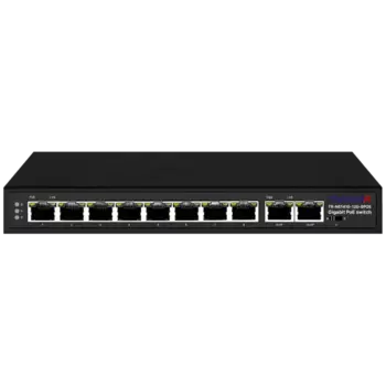 Коммутатор Trassir TR-NS1410-120-8POE, кол-во портов: 8x1 Гбит/с, кол-во SFP/uplink: RJ-45 2x1 Гбит/с, PoE: 8x90 Вт (макс. 120 Вт) (TR-NS1410-120-8POE)