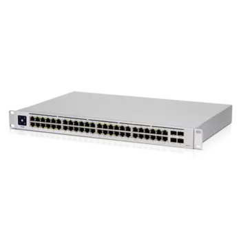 Коммутатор Ubiquiti UniFi Switch 48 POE, управляемый, кол-во портов: 48x1 Гбит/с, кол-во SFP/uplink: SFP 4x1 Гбит/с, установка в стойку, PoE: 32x32 Вт (макс. 195 Вт) (USW-48-POE-EU)