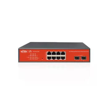 Коммутатор Wi-Tek WI-PCES310GF, управляемый, кол-во портов: 8x1 Гбит/с, кол-во SFP/uplink: SFP 2x1 Гбит/с, установка в стойку, PoE: 8x30 Вт (макс. 120 Вт) (WI-PCES310GF)