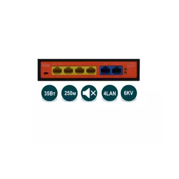 Коммутатор Wi-Tek WI-PS205H, кол-во портов: 4x100 Мбит/с, PoE: 4шт.x30Вт