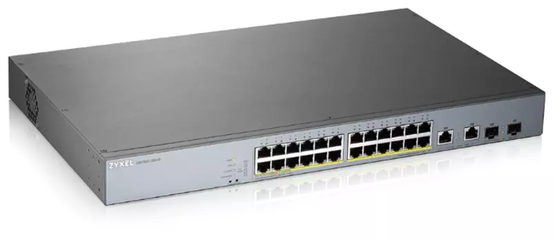 Коммутатор ZYXEL GS1350-26HP, управляемый, кол-во портов: 24x1 Гбит/с, combo RJ-45/SFP 2x1 Гбит/с, установка в стойку, PoE (макс. 375Вт) (GS1350-26HP-EU0101F)