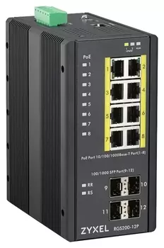 Коммутатор ZYXEL RGS200-12P, управляемый, кол-во портов: 8x1 Гбит/с, SFP 4x1 Гбит/с, PoE (макс. 240 Вт) (RGS200-12P-ZZ0101F)