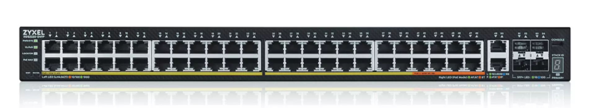 Коммутатор ZYXEL XGS2220-54FP, управляемый, кол-во портов: 48, кол-во SFP/uplink: SFP+ 4x10 Гбит/с, установка в стойку, PoE: 50x60Вт (макс. 960Вт) (XGS2220-54FP-EU0101F)