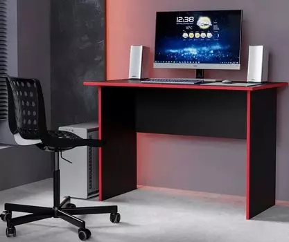 Компьютерный стол МАСТЕР Милан-5, ЛДСП, черный/красный (МСТ-СДМ-05-ЧР-КР-16-К)