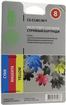 Комплект картриджей струйный Cactus CS-CLI8C/M/Y (CLI-8C/M/Y), цветной, совместимый, 12 мл, для Canon PIXMA-iP3300 / iP3500 / iP4200 / iP4300 / iP4500 / iP5200 / iP5300 / iP6600 / iP6700 / iX4000 / iX5000 / MP500 / MP510 / MP520 / MP530 / MP600 / MP610 / MP800 / MP810 / MP830 / MP970 / MX700 / MX850 / Pro9000