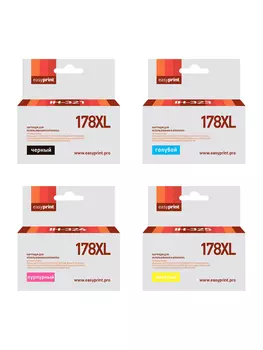 Комплект картриджей струйный EasyPrint IH-178XL_SET (178XL/CB325HE/CB324HE/CB323HE/CN684HE), черный, голубой, пурпурный, желтый, совместимый, для PS C5383/ PS C6383