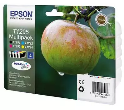 Комплект картриджей струйный Epson T1295 (C13T12954010), голубой/пурпурный/желтый/черный, оригинальный, для Epson Stylus SX230 / SX235W / SX420W / SX425W / SX430W / SX435W /SX440W / SX445W / SX525WD / SX535WD, Office B42WD / BX305F / BX320FW /BX635FWD / WF-352DWF / WF-7015 / WF-7515 / WF-7525