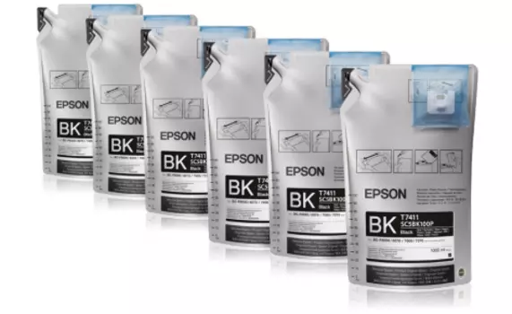 Комплект картриджей струйный Epson T7411 (C13T741100), черный, оригинальный, объем 1 л, 6 шт. для Epson F6000/F7000/F6200/F7200/F7000/F9200