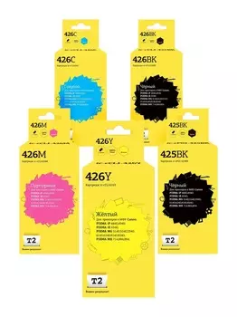Комплект картриджей струйный T2 IC-CCLI-426_MP (PGI-425BK/CLI-426), черный, черный, голубой, пурпурный, желтый, совместимый, для Canon PIXMA iP4840/MG5140/MG6140/MG8140