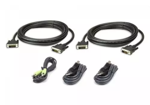 Комплект KVM кабелей ATEN 2L-7D03UDX5, DVI-D, Jack 3.5mm, USB (AM) для защищенного KVM-переключателя, 3м (2L-7D03UDX5)