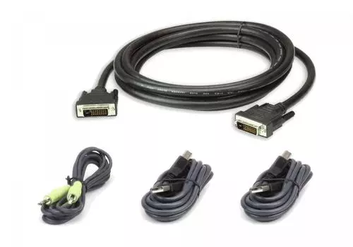 Комплект KVM кабелей ATEN, DVI-D, Jack 3.5mm, USB (AM) для защищенного KVM-переключателя, 3м (2L-7D03UDX4)