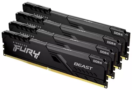 Комплект памяти DDR4 DIMM 128Gb (4x32Gb), 3200MHz, CL16, 1.35 В, Kingston, FURY Beast Black (KF432C16BBK4/128)