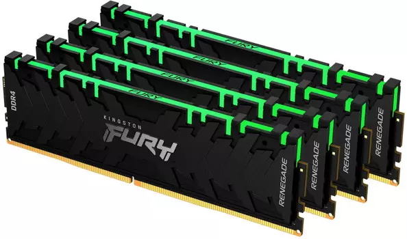 Комплект памяти DDR4 DIMM 128Gb (4x32Gb), 3600MHz, CL18, 1.35 В, Kingston, FURY Renegade RGB (KF436C18RBAK4/128)